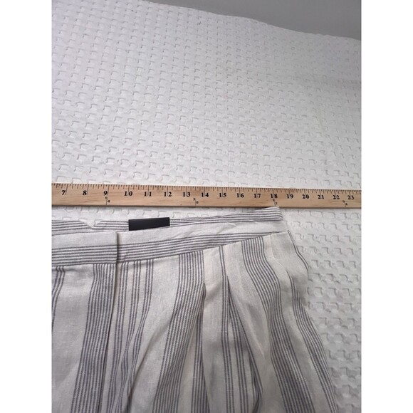 Worthington Women's Cropped Wide Leg Striped Pants Pleated Size 16P Linen Blend - Picture 12 of 13